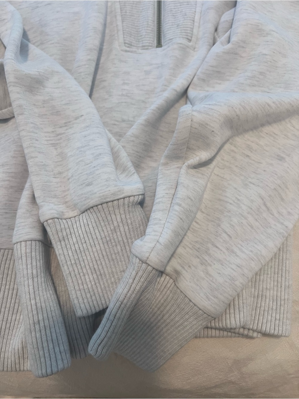 Varley Light Gray Quarter-Zip Pullover Sweater - Picture 4 of 5